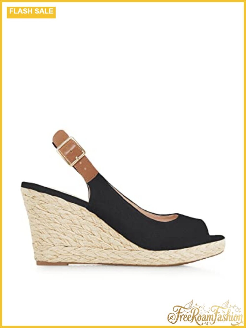 Women's Peep Toe Espadrille Wedge Sandals Ankle Strap Slingback